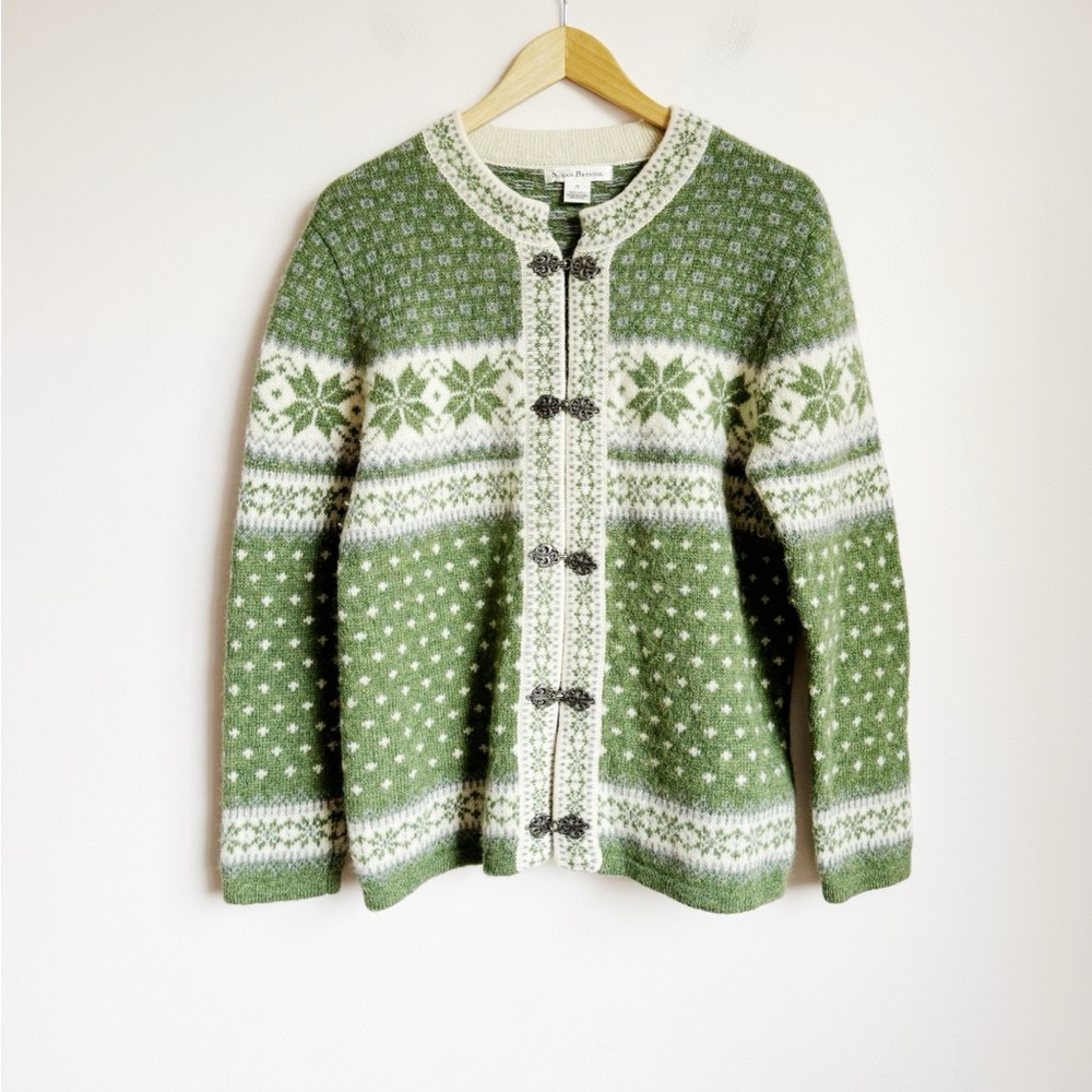 susan bristol 100% wool nordic knit sweater